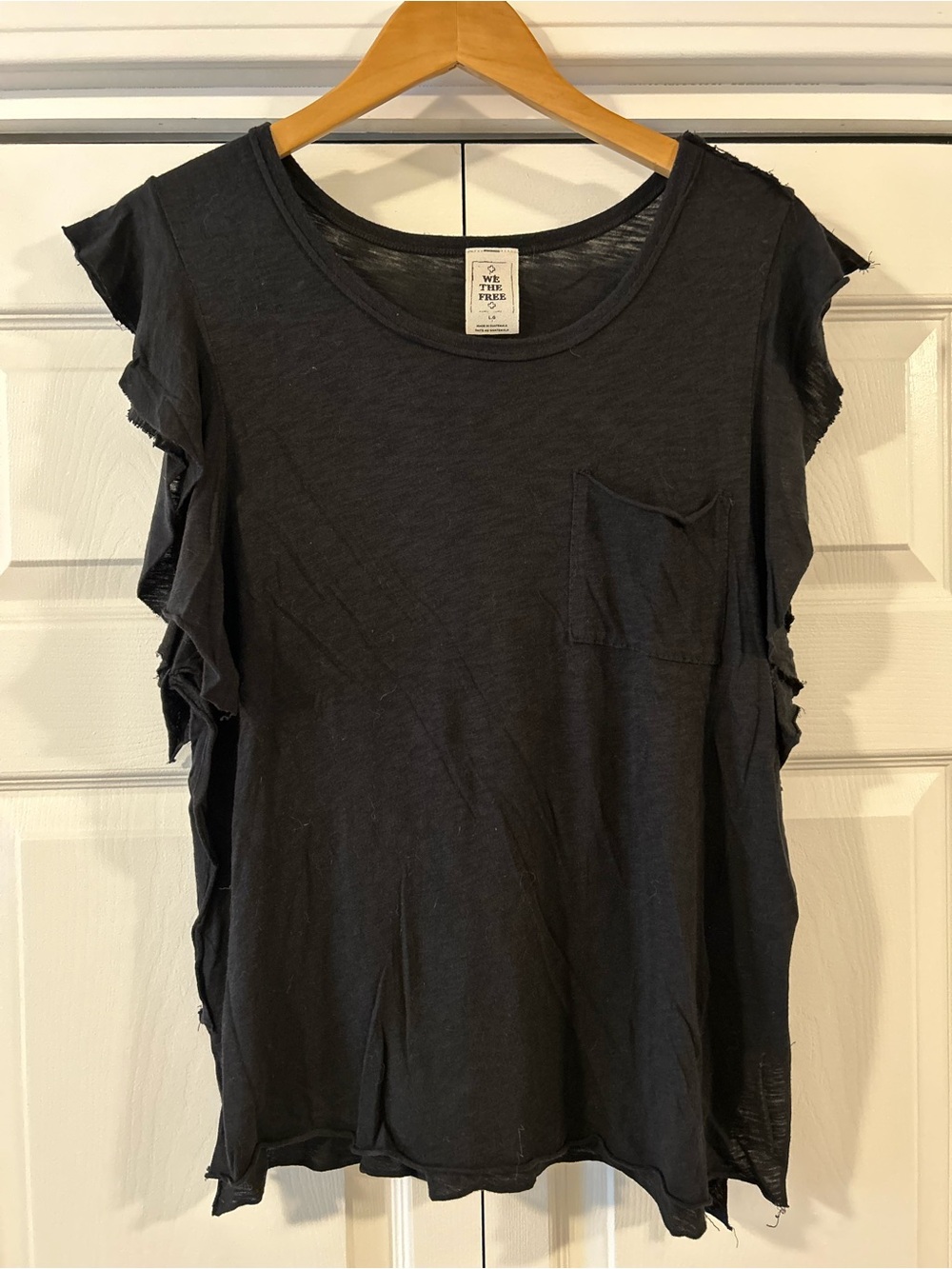 We The Free Black Distressed Pocket Tank